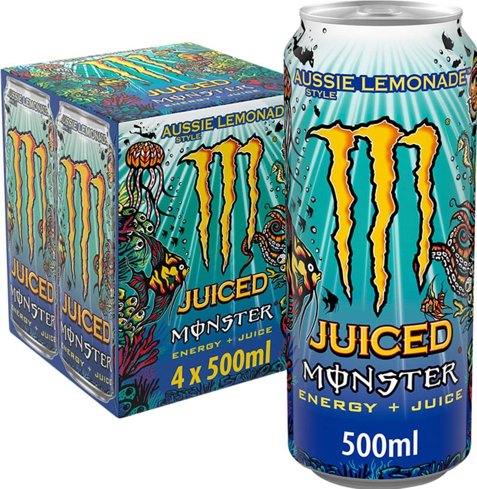 Monster Energy Aussie Lemonade 4 Pack 500ml Refreshing Drink | M&P O'Sullivan Monster Energy Aussie Lemonade 4 Pack 500ml Refreshing Drink | M&P O'Sullivan